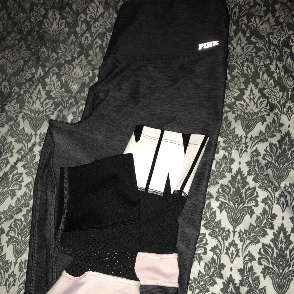 Grey high waisted PINK leggings size Large